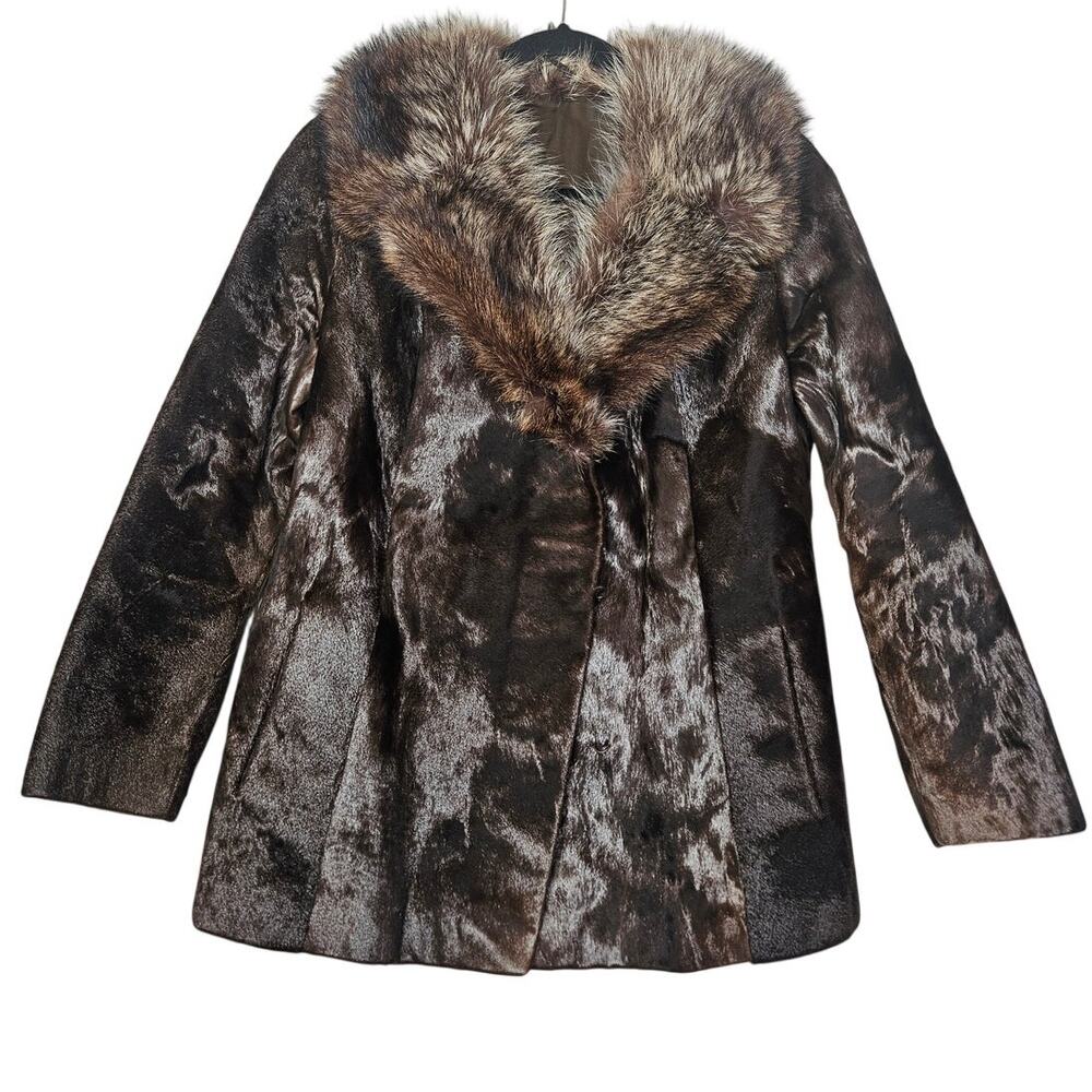 Vintage 60s Fritz Wiene M Fur Collar Penny Lane Coat Glam Boho Whimsygoth